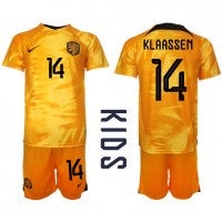 Alankomaat Davy Klaassen #14 Koti Peliasu Lasten MM-kisat 2022 Lyhythihainen (+ Lyhyet housut)